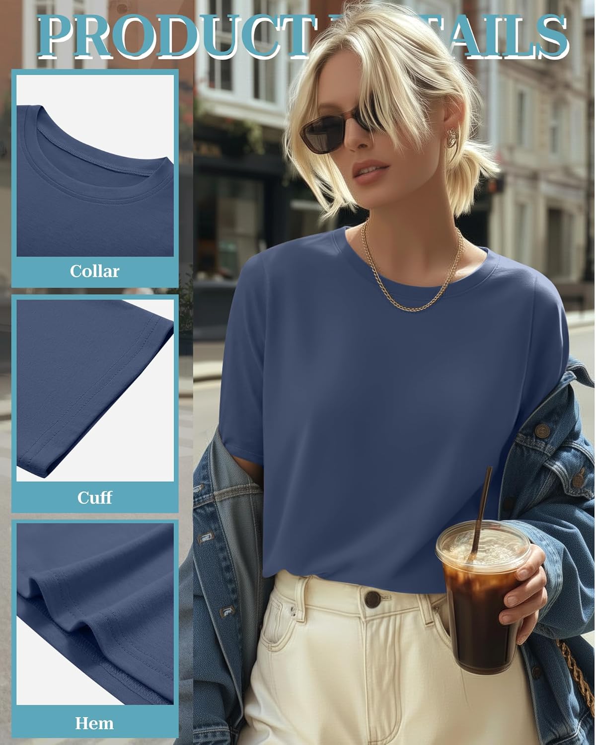 4 Pack Women's Half Sleeve T Shirts 1/2 Sleeve Basic Crew Neck Tops Elbow Length Casual Loose Fit Summer Tees - Image 5