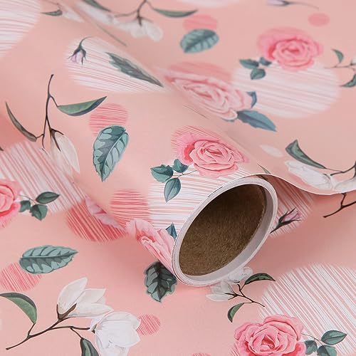 Vista 85 de Aimyoo Rollo de papel de estraza floral, papel de regalo de flores vintage para todas las ocasiones, para bodas, cumpleaños, despedidas de soltera