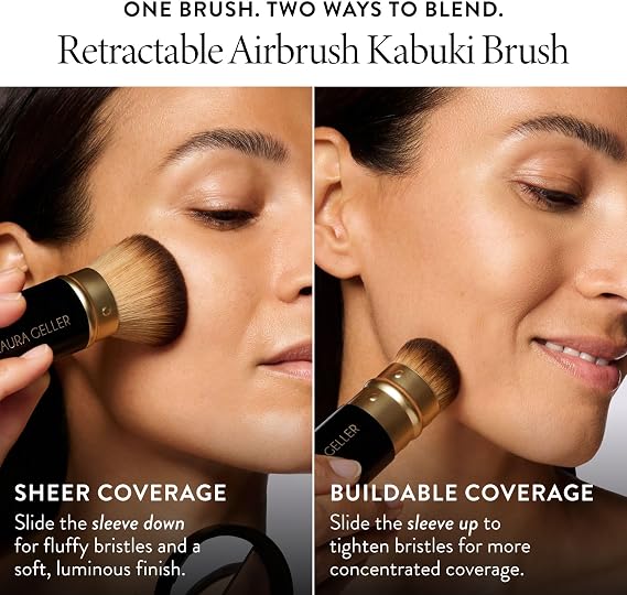 LAURA GELLER NEW YORK Get Glowing Kit (2pc): Baked Balance-n-Glow Illuminating Powder Foundation, Light + Airbrush Kabuki Makeup Brush