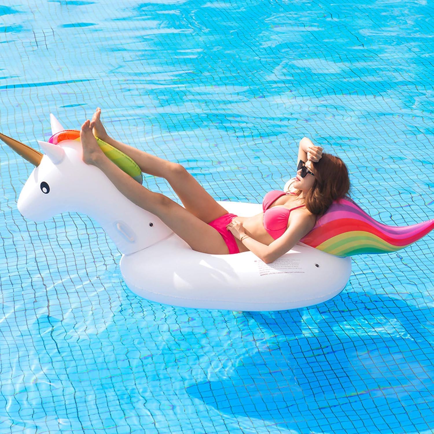 Yorten Unicorn Inflatable Pool Float Pool Floatie Swimming Pool | Summer Unicorn Drinks Cup Rainbow Horse,Flamingo Ride On Pool Float - Image 9 thumbnail