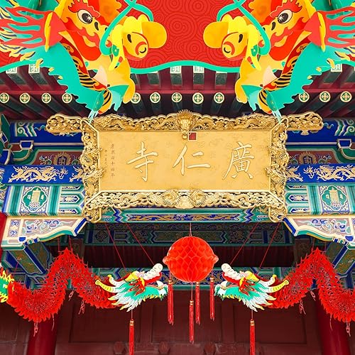 Miniatura 3 de Zonon 2 piezas de dragón de papel de año nuevo chino 3D de 39 pulgadas, guirnalda de dragón, decoración para colgar, adornos de fiesta de Año Nuevo