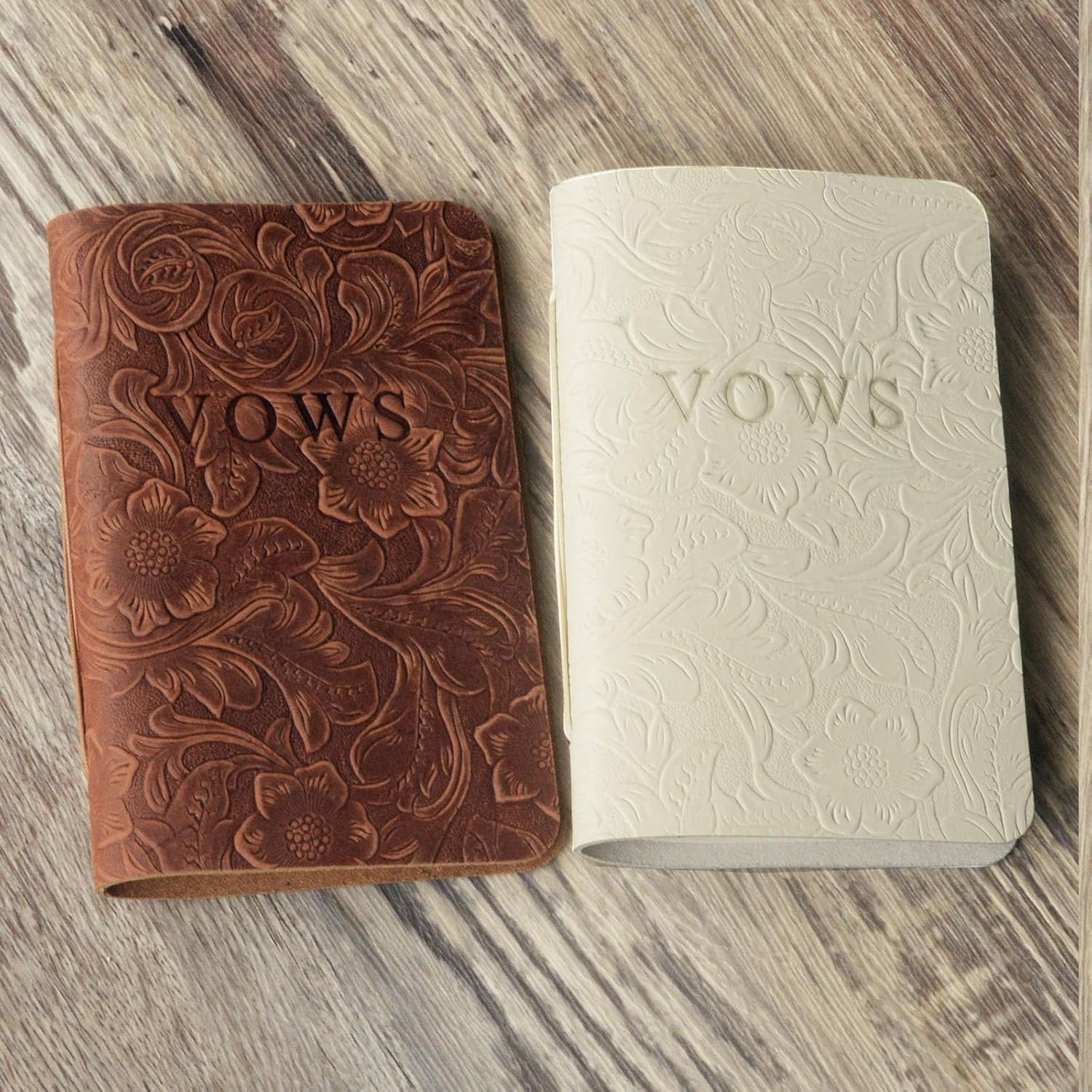 EXTRA STUDIO Genuine Leather Wedding Vow Books Set of 2 - His and Her Vow Notebooks for Couples, 5.8 x 3.8 Inch Wedding Vow Journal, Bridal Shower Gift