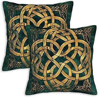Celtic Knot Throw Pillow Cover 18x18 Set of 2, Cushion Case for Couch, Sofa, Bed Room and Living Room, Zipper Closure Pillow Cases, Abstract Decor for Home