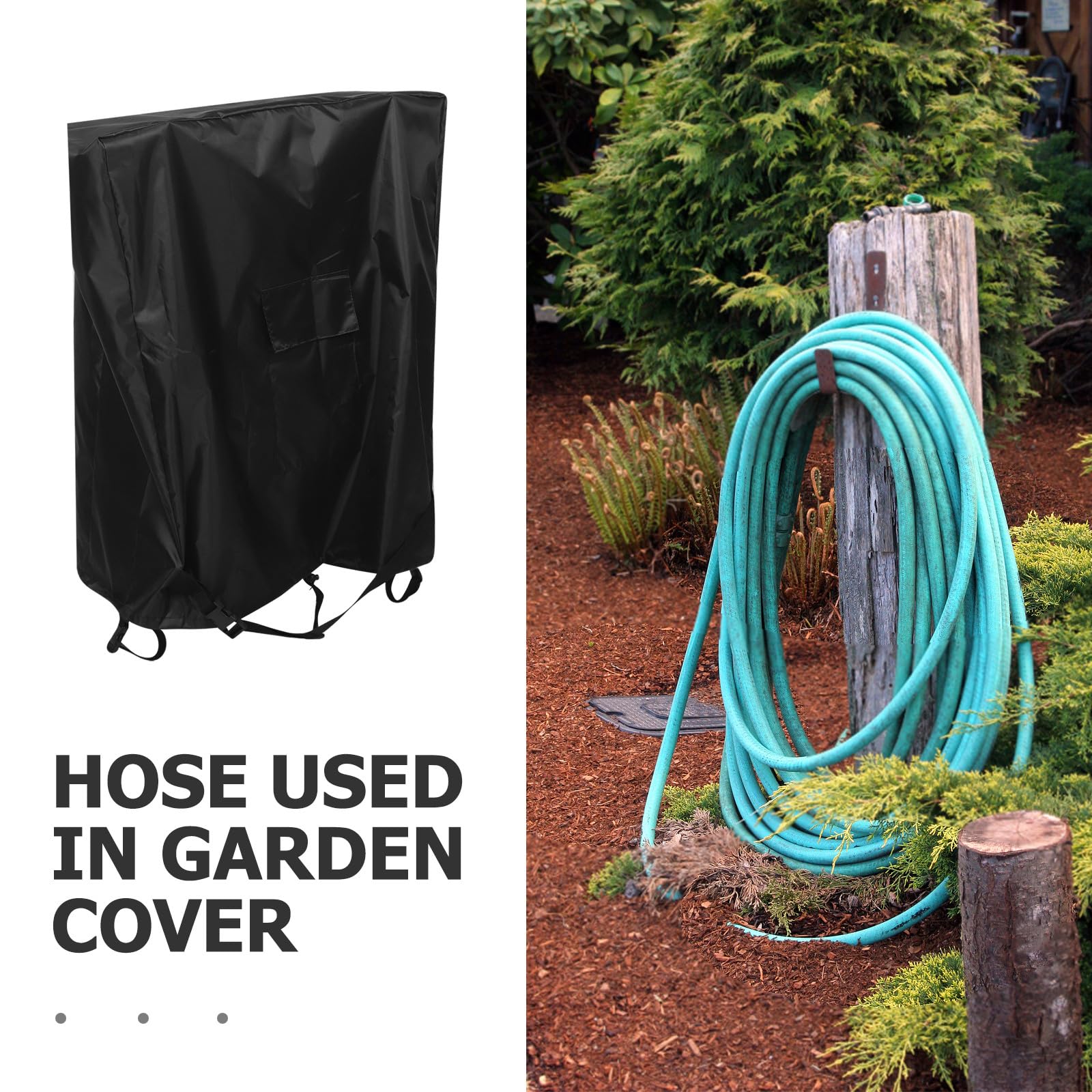 Funda para carrete de manguera, protector de manguera de jardín con bolsillo, 80 cm de largo x 25 cm de ancho x 89 cm de alto, almacenamiento seguro para patio, fiestas o uso estacional.