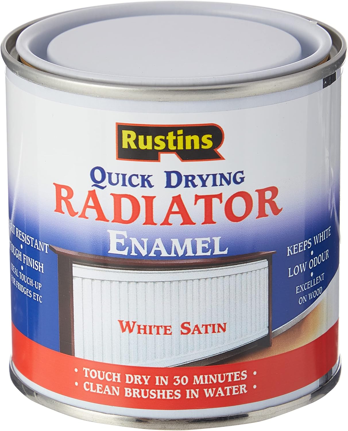 RUSTINS Quick Drying Radiator Enamel Satin 250ml– Durable, Long-Lasting ...