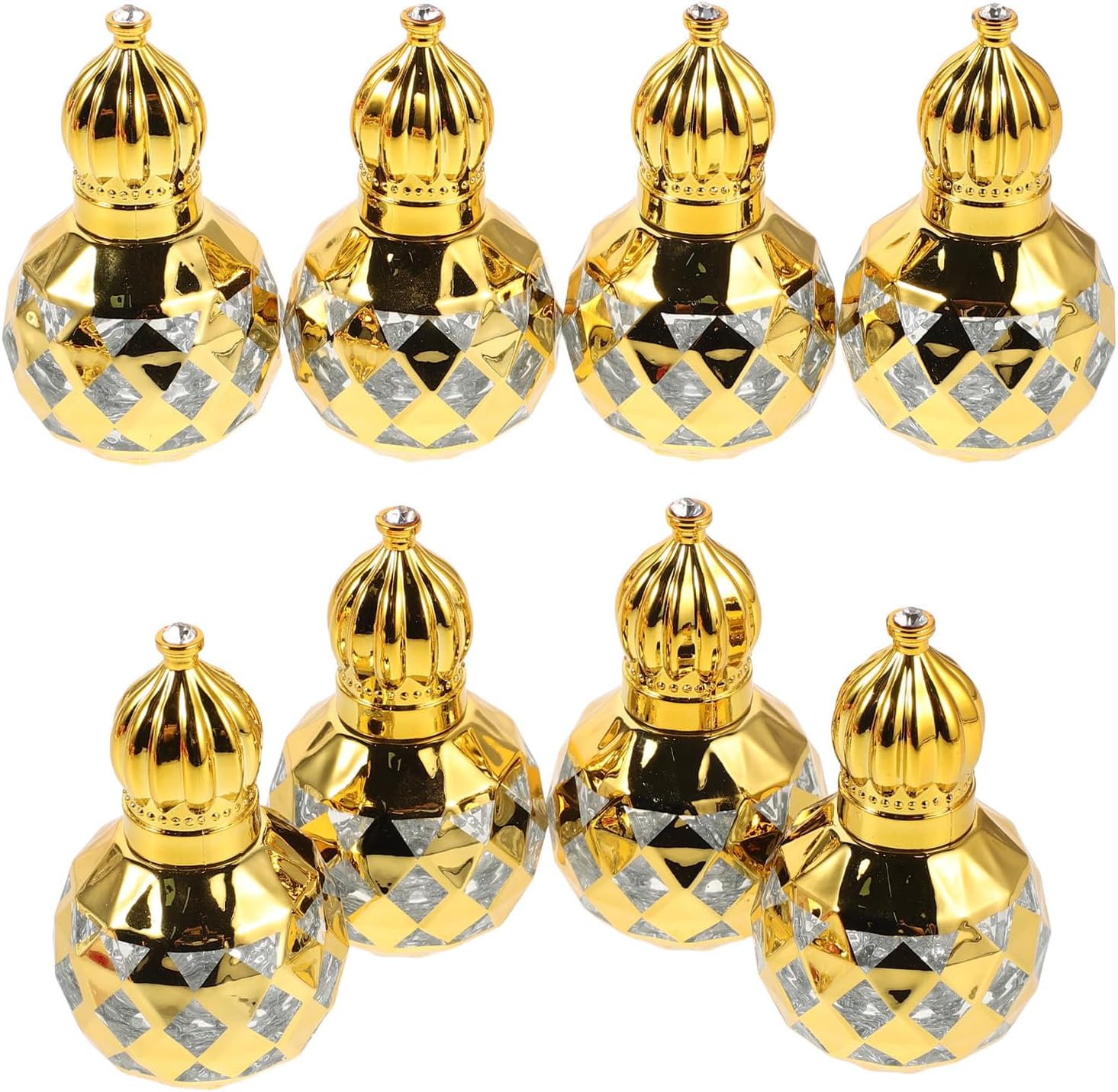 8pcs 8ml Glass Perfume Roller Bottles with Golden Glass Roller Ball, Portable Refillable Roll on Bottles Featuring Refined Embossed Pattern, Design for Travel and Home Use
