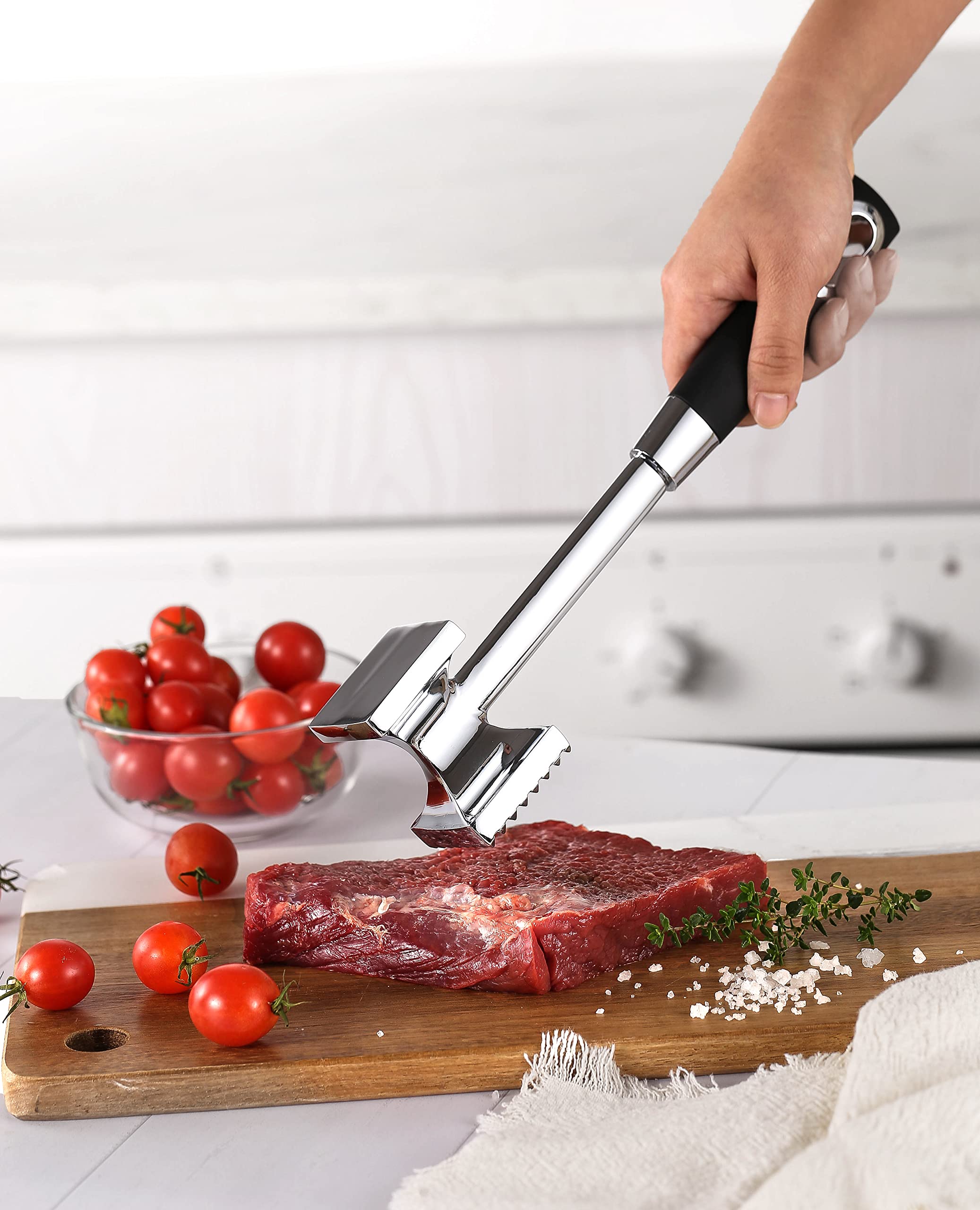 Batticarne, martello per carne a doppia faccia in acciaio inox