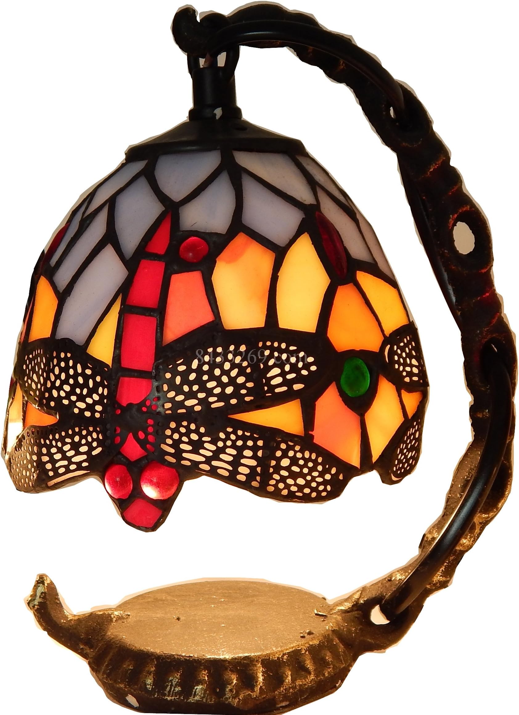 5 Inch Tiffany Style Table Lamps Handcrafted Beautiful Dragonfly Mini Stained Glass Shade for Living Room Bedside Lamps