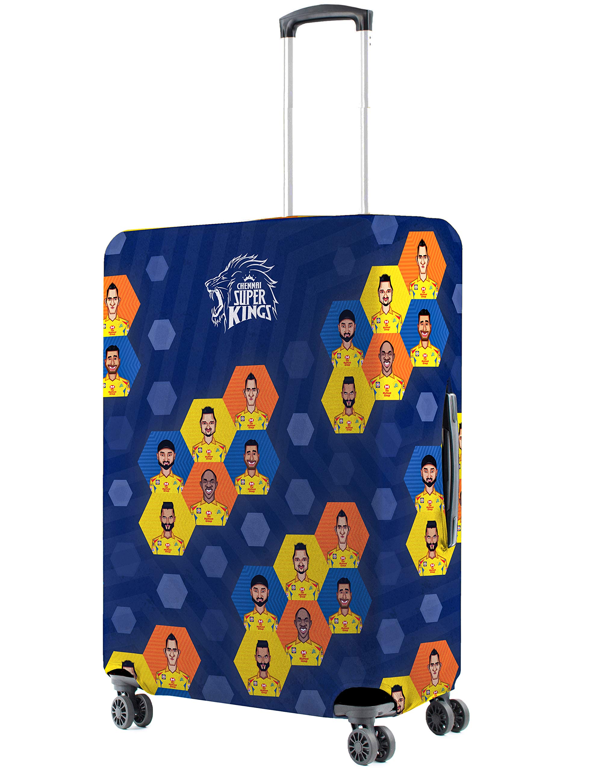 Nasher Milesx Chennai Super Kings (CSK) Polyester Multi Colored Honeycomb Protective Luggage Cover