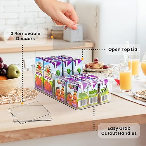 Miniatura 2 de ELTOW Contenedores de aperitivos para organización y almacenamiento de despensa con separadores extraíbles, contenedores organizadores de plástico