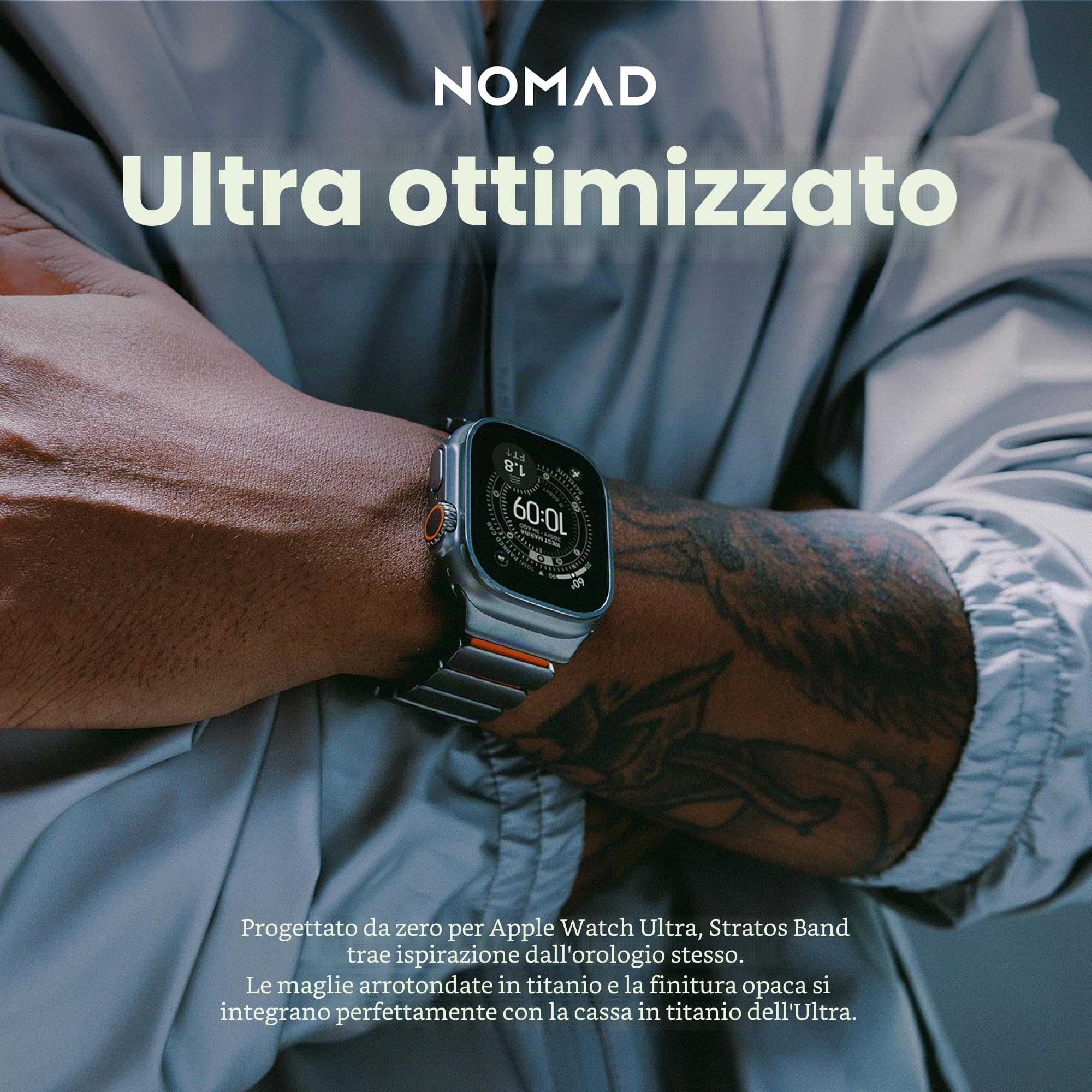 NOMAD Stratos Cinturino I per Apple Watch 42/44/45/46/49 mm, design ibrido