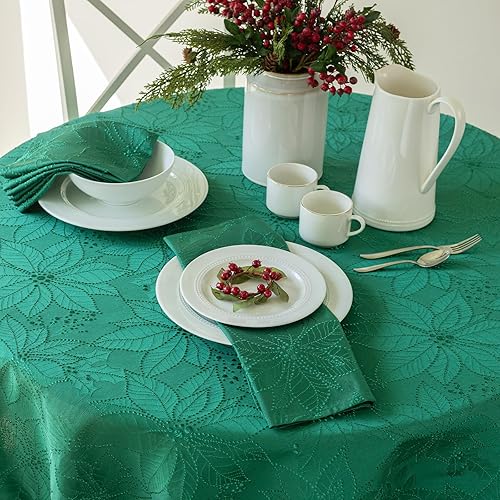 Vista 32 de Mantel damasco Benson Mills Poinsettia Legacy Rojo Legacy