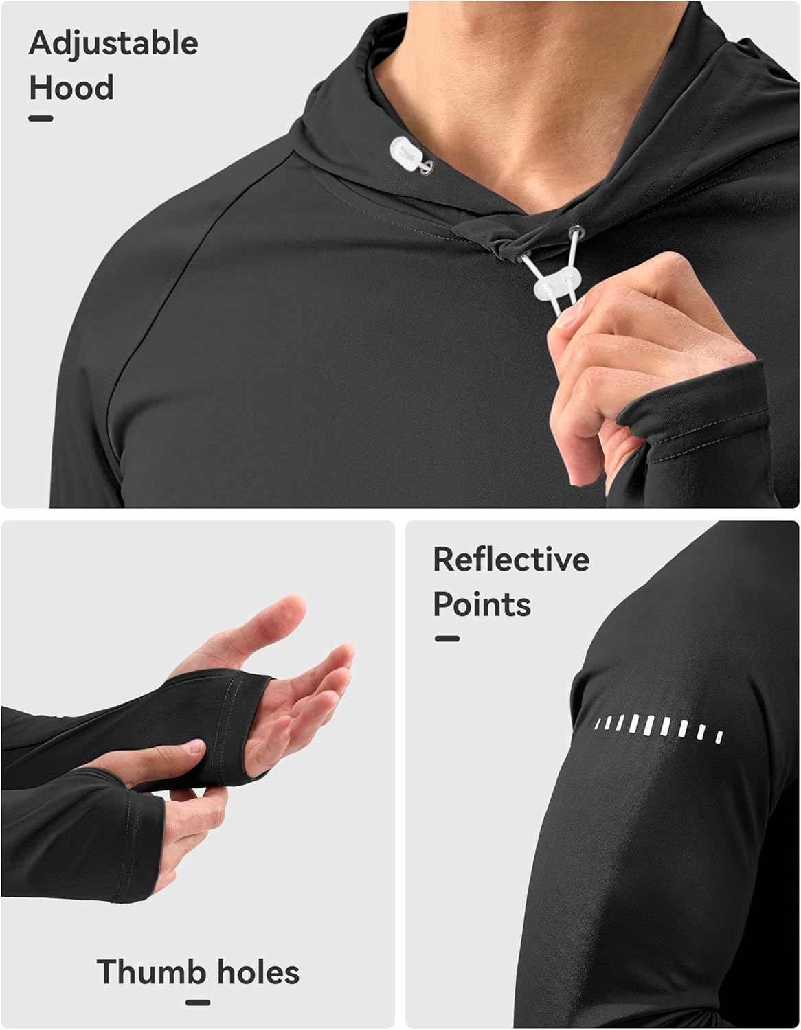 Men's Sun Protection Hoodie Shirt UPF 50+ Long Sleeve Fishing Rash Guard UV SPF Summer Lightweight Hiking Shirt for Men - Image 3