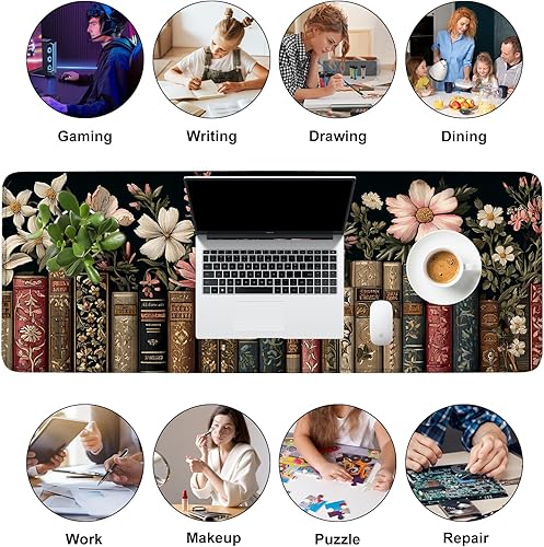 Miniatura 7 de Alfombrilla para mouse, grande antideslizante con bordes cosidos, tapete de escritorio para escritorio, laptop, computadora, teclado, protector de