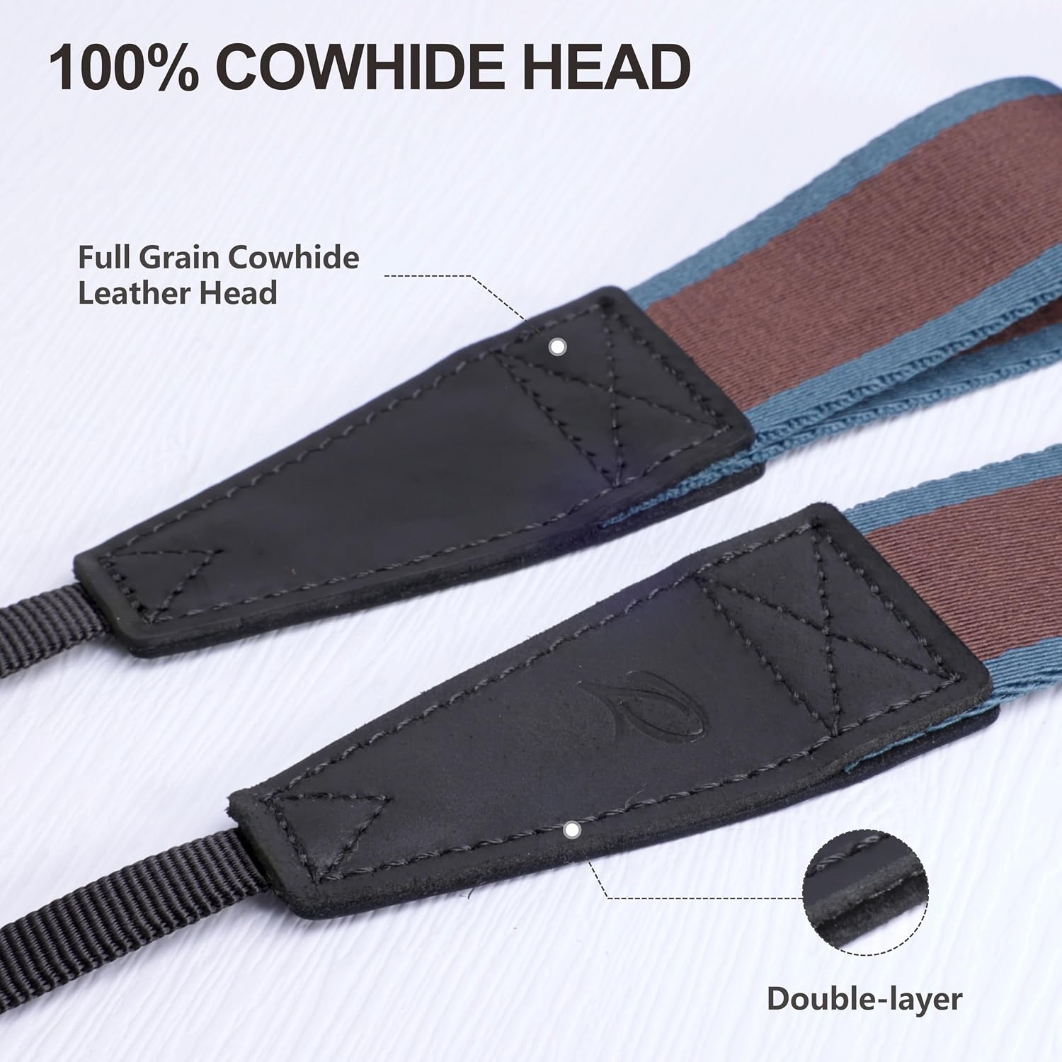 Padwa Lifestyle Adjustable Camera Strap - 1.5" Top Layer Cowhide Head Camera Straps for Photographers, Cotton Adjustable Neck Shoulder & Crossbody Strap Quick Release for All Cameras and Binoculars