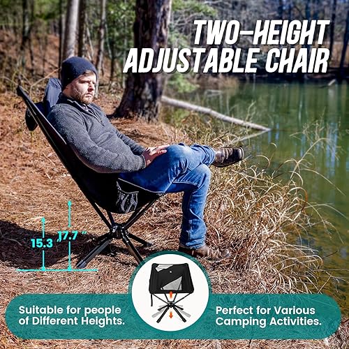 Miniatura 8 de RiseLite - Silla de campamento portátil ajustable RiseLite Silla plegable ligera y compacta para adultos, sillas de campamento plegables que se