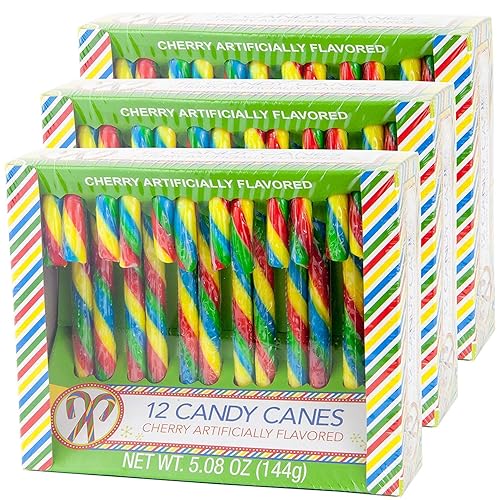 Miniatura 8 de Bastones de caramelo sabor a menta, mora azul y cereza, caja de 12 unidades, paquete de 3 cajas, total 36 unidades, peso neto 5.08 oz, envueltos