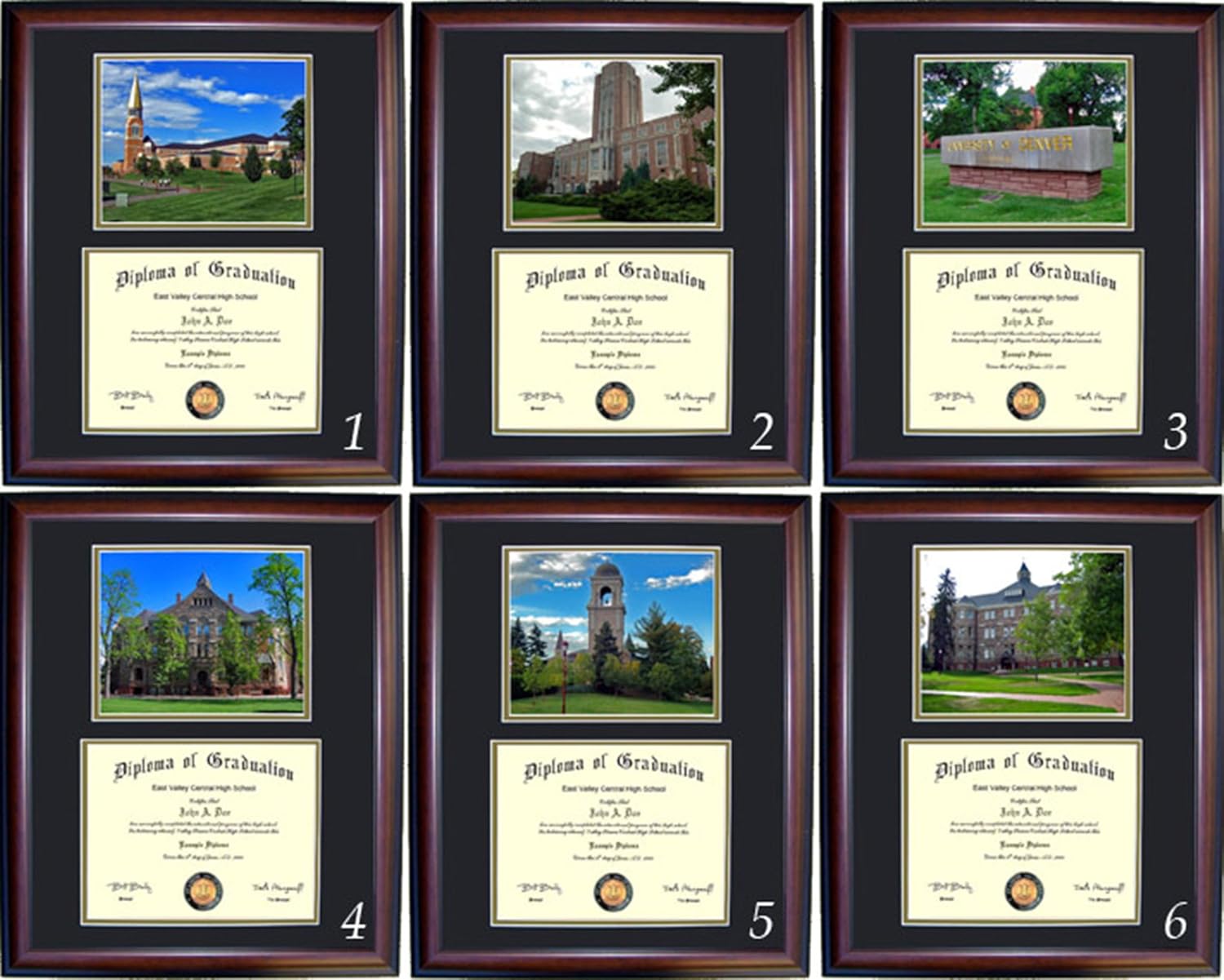 Denver Diploma Frame - Photo Option #6 - Walnut Frame