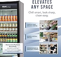 Vista 32 de PEAKCOLD+ 2-Door Upright Display Refrigerator - 25.7 Cubic Ft Energy Efficient Black Merchandiser Refrigerator With Glass Doors, White Interior &