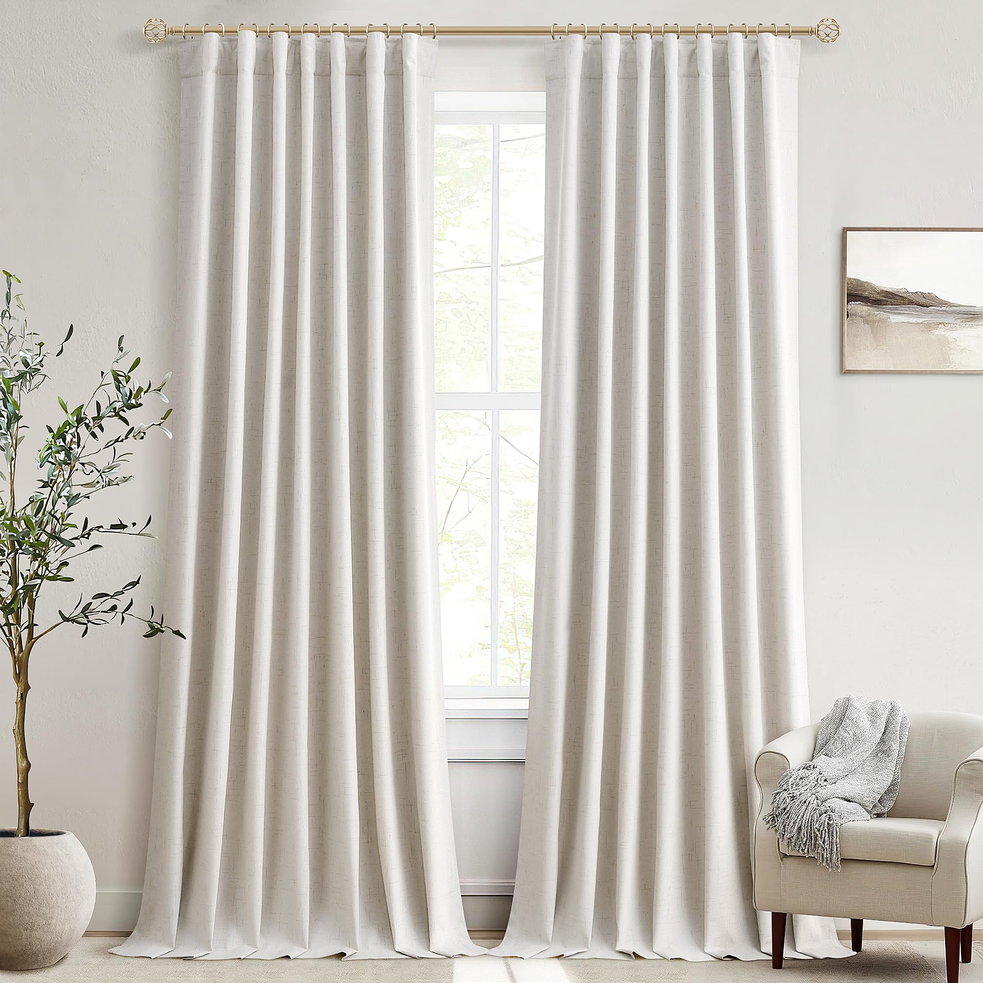 120 Inch Black Out Curtains High Ceiling Tall Curtains for Living Room Sliding Glass Door Large Window Drapes Extra Long Luxury Blackout Curtain for