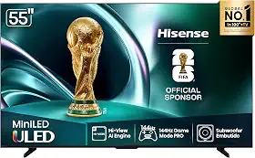 Hisense Smart TV 4K 55' Polegadas 55U7QG MiniLed com Dolby Vision, HDR10+, HDR10+ Adaptative, Dolby Vision IQ, Dolby Gaming, HLG, Filmmaker Mode, Dolby Atmos, Compatibilidade Alexa, Google Home