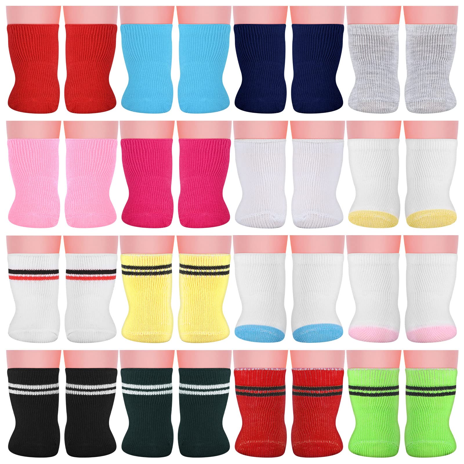 Honoson 16 Pairs Doll Socks for American 18 Inch Doll Socks Accessories Gifts for Holiday Birthday, Multicolor