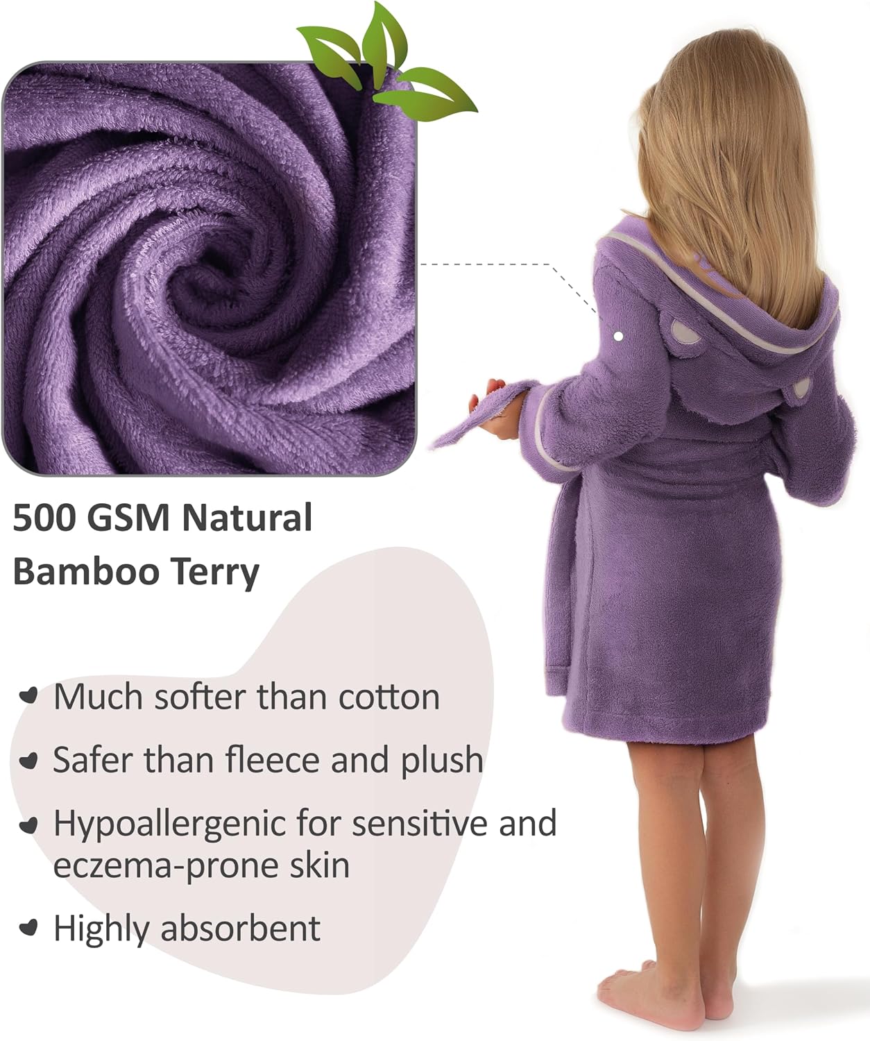 Premium Soft Toddler Bathrobe - Rayon from Bamboo Toddler Robe with Hood - Kids Boys & Girls Robe