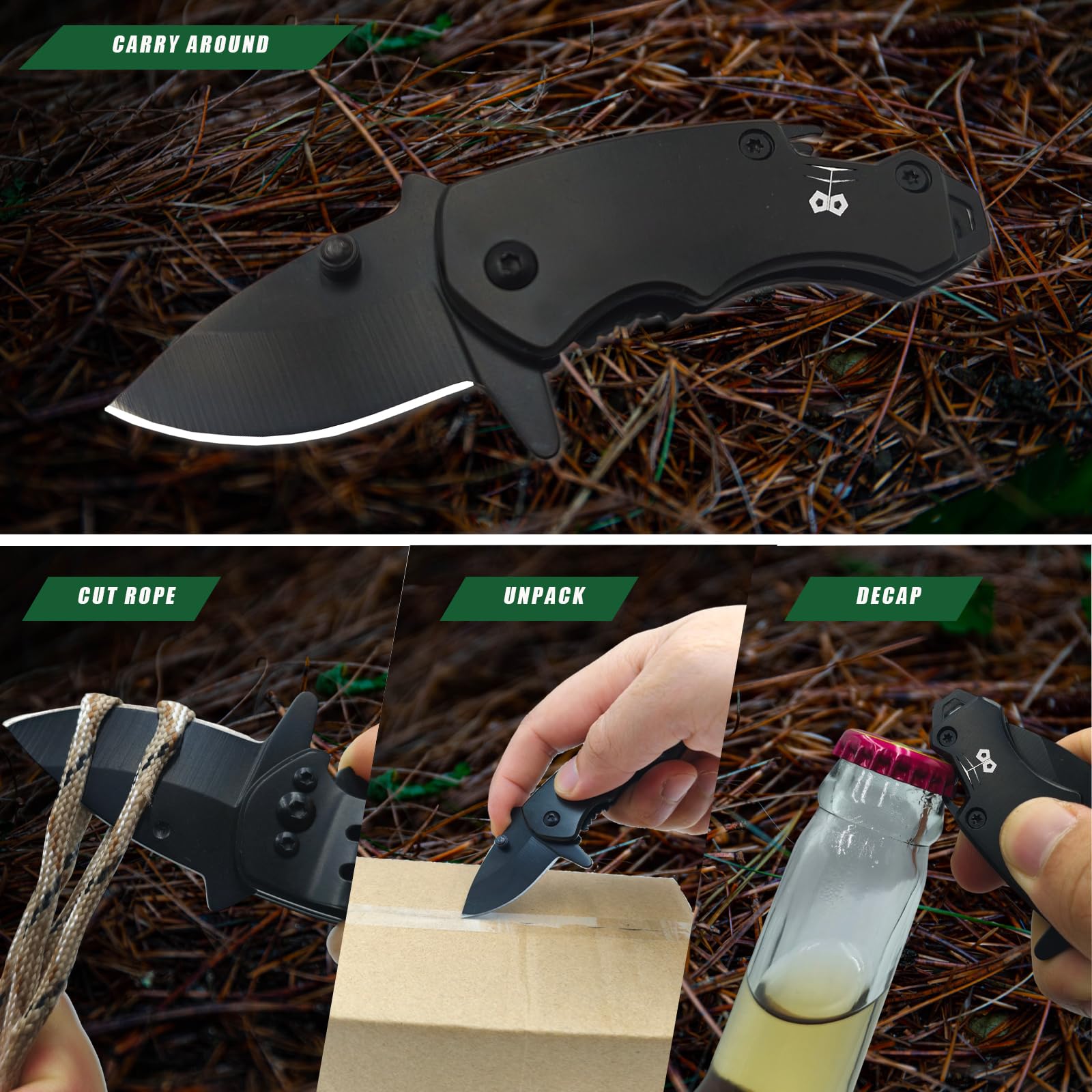 Coltello Piccolo, Mini Coltello da Esterno, Portachiavi Coltello Tascabile EDC, Coltelli Piegati e Apribottiglie, Multifunzione Regali Divertenti