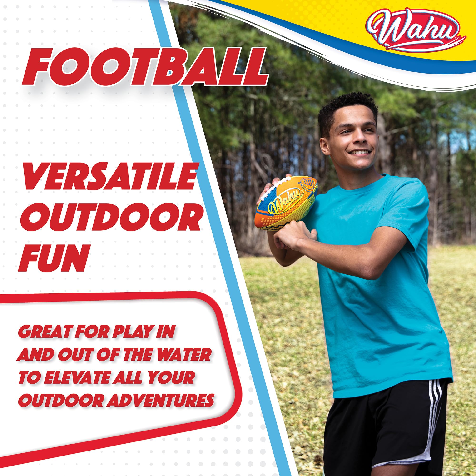 WAHU American Football (22,9 cm) | 100% wasserdichter Allwetter-American Football Ball mit echten Schnürsenkeln | ideales Garten- oder Strandspielzeug | ab 5 Jahren