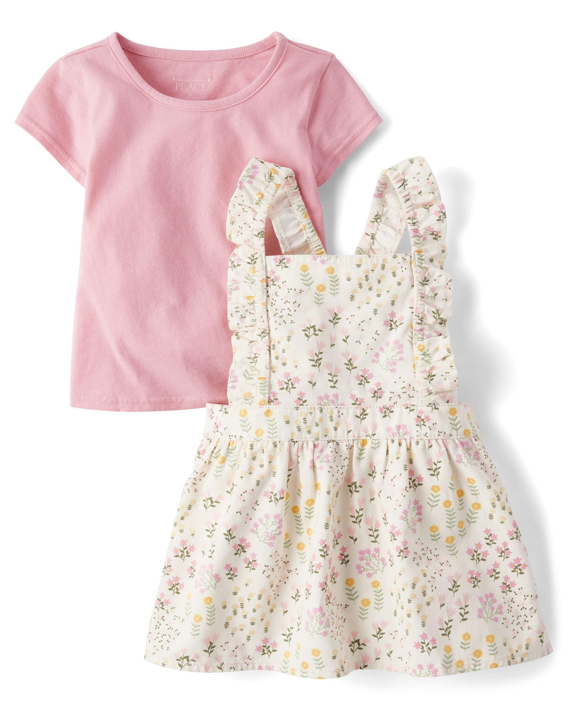 The Childrens Place Baby Girls And Toddler Short Sleeve Shirt and Skirtall 2 Piece Outfit