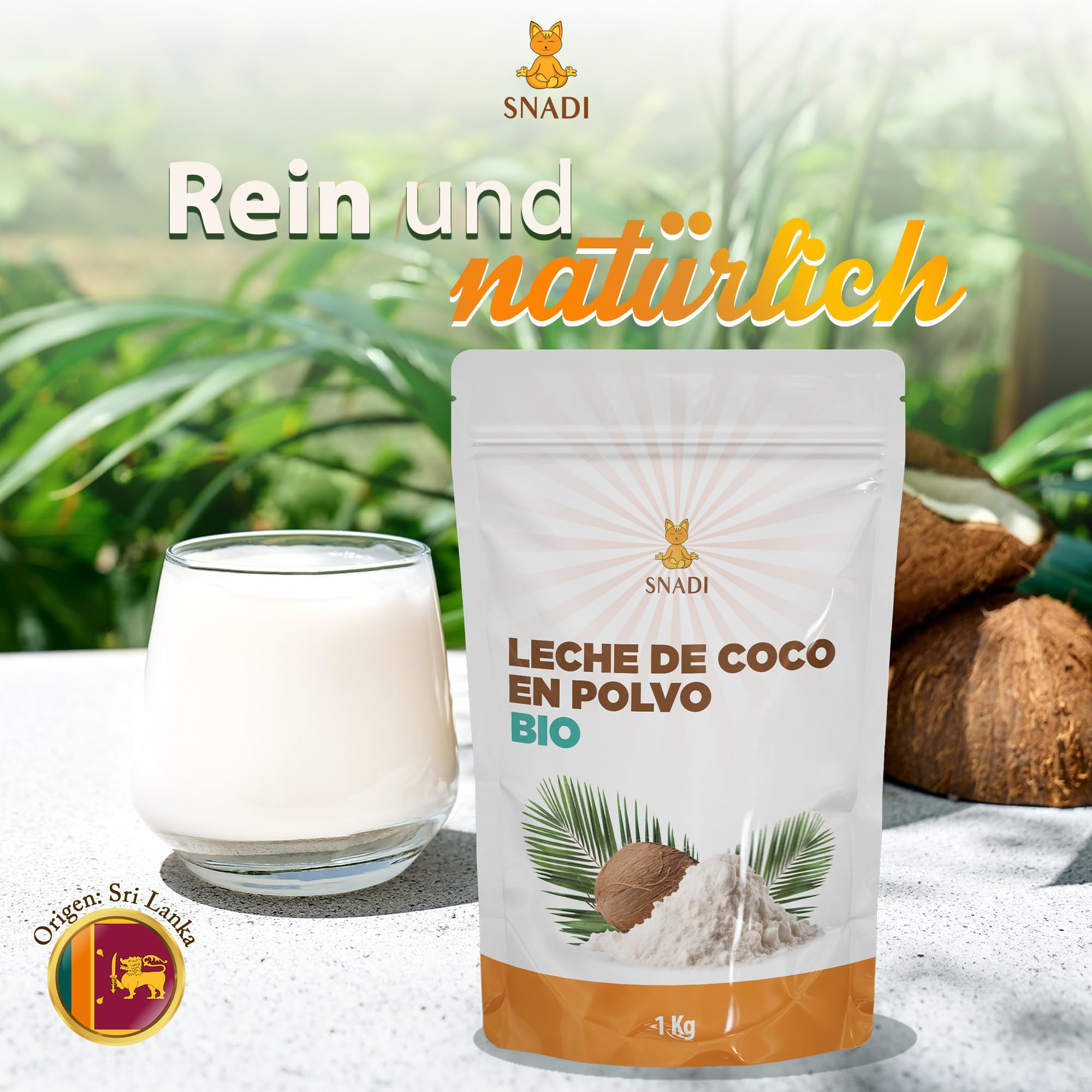 Snadi Bio-Kokosmilchpulver 1KG 100% Natürlich Biologisch Ohne Zusätze