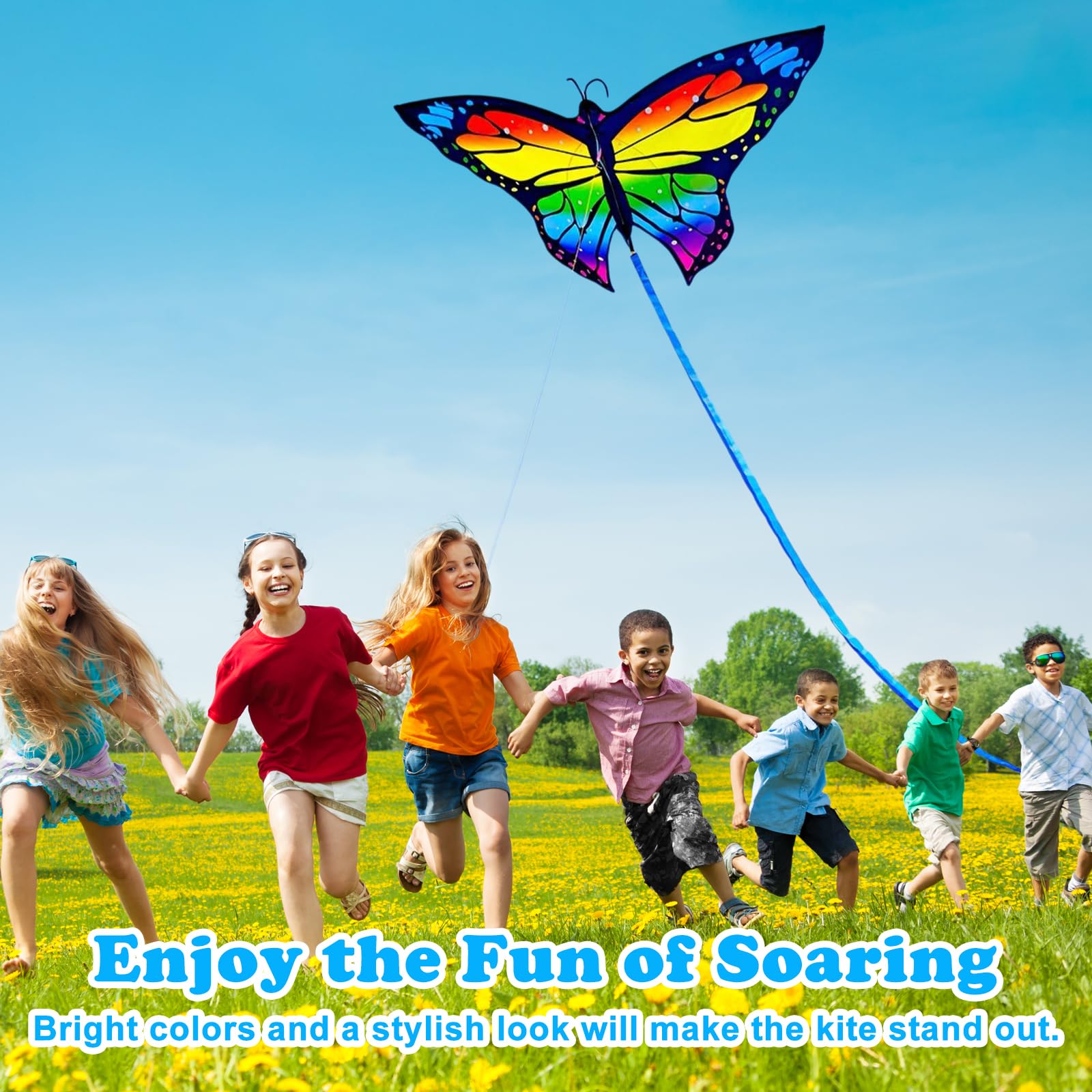 Butterfly Kites for Adults Colorful Beach Kite with Long Tail Easy to Fly, Single Line Kites with Winding Handle - Image 3