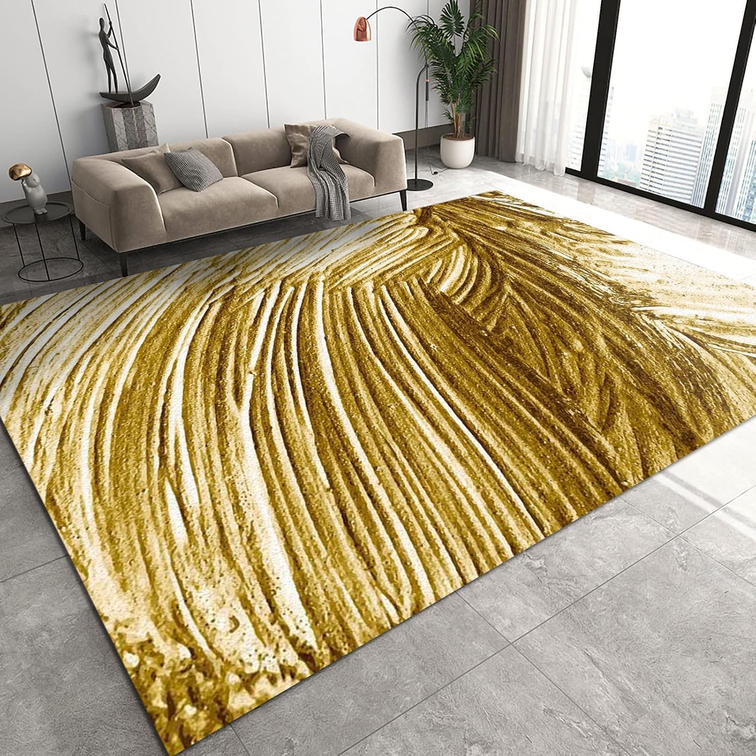 Tapis de sol facile à nettoyer pour salon tapis lavable texture marbre 3D