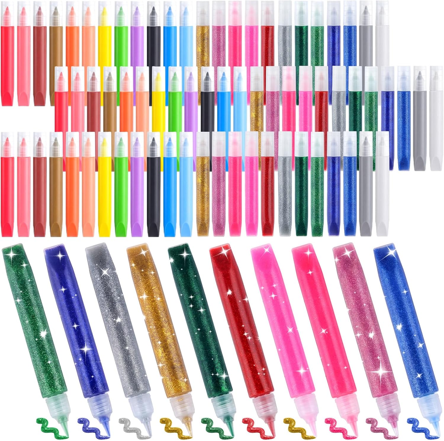 Crtiin 72 Pcs Suncatcher Paint Pens, 10ml Stained Glass Paint Kit Window Markers Bulk Washable Coloring Art Pen Set DIY Gift Neon Suncatcher Kit Crafts Party Favor (Bundle)