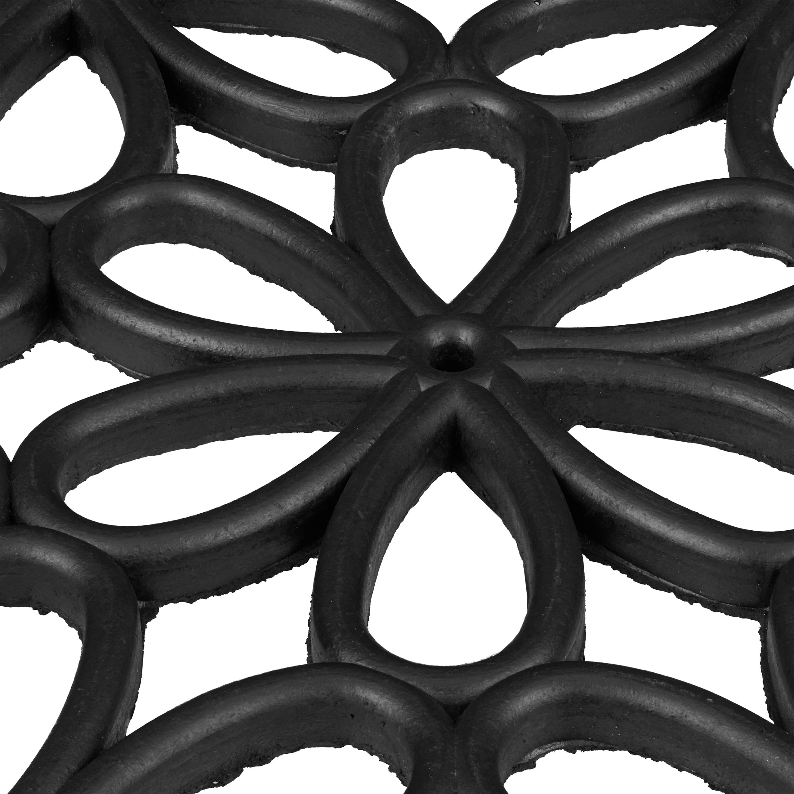 Relaxdays Paillasson Caoutchouc, 45x75 cm, antidérapant, résistant, caillebotis extérieur, Tapis d’entrée, Fleurs, Noir