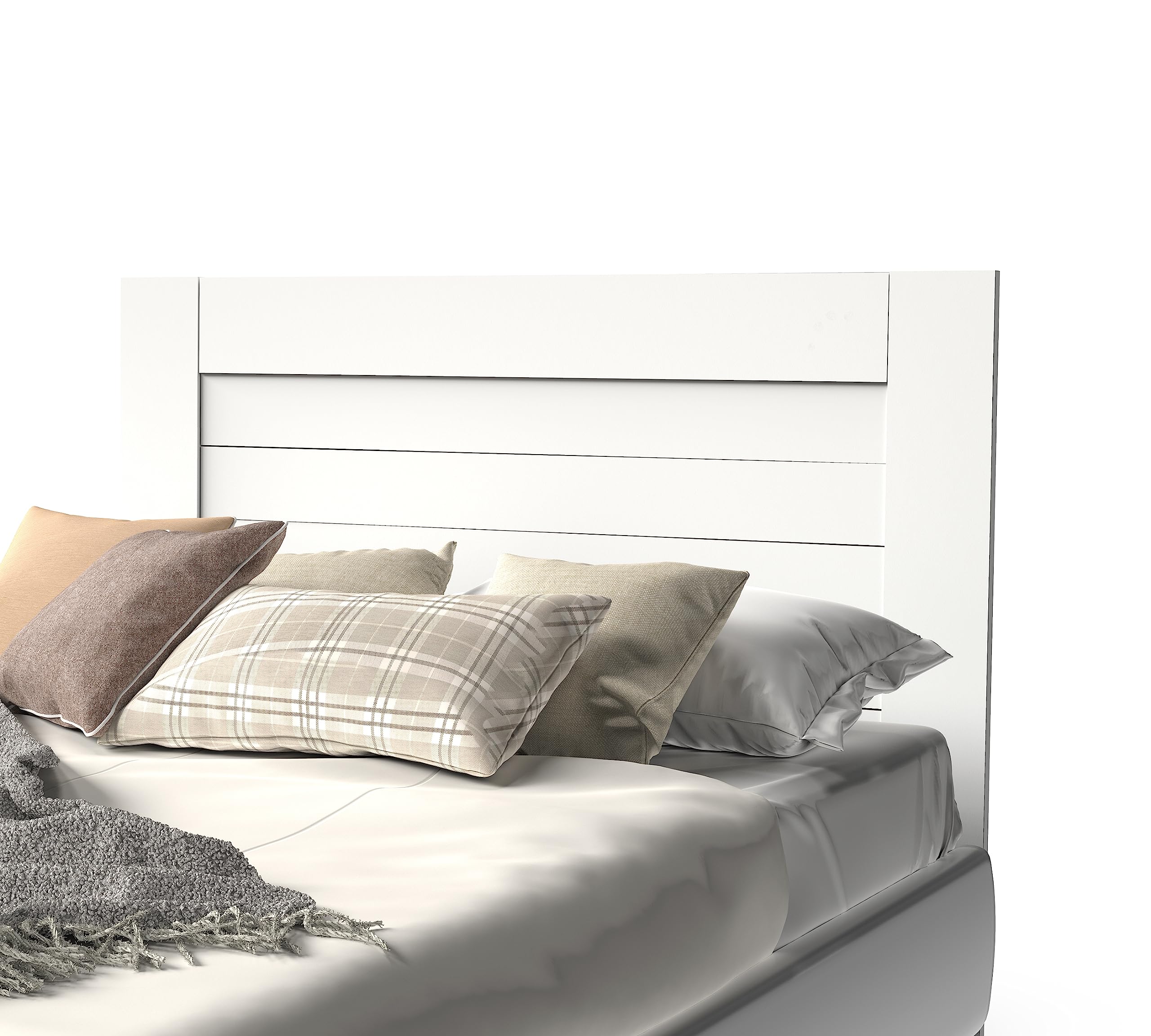 MUEBLES PITARCH | Cabecero Cama Doble de 150 Moderno, Blanco, 116x164x2,2cm, Dormitorio de Matrimonio, Vintage Tablas, Colección Aroa