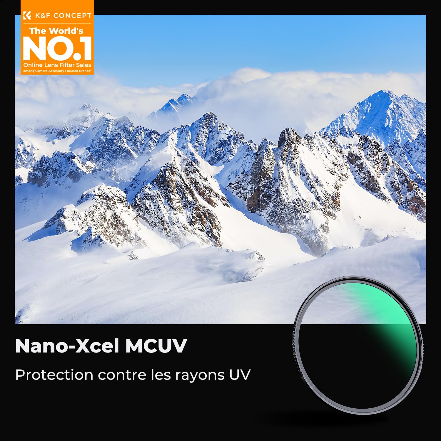 K&F CONCEPT Filter UV 77mm Nano-X MRC HD Super Mince Multi-Couches Haute-Transmittance pour Objectif Appareil Photo