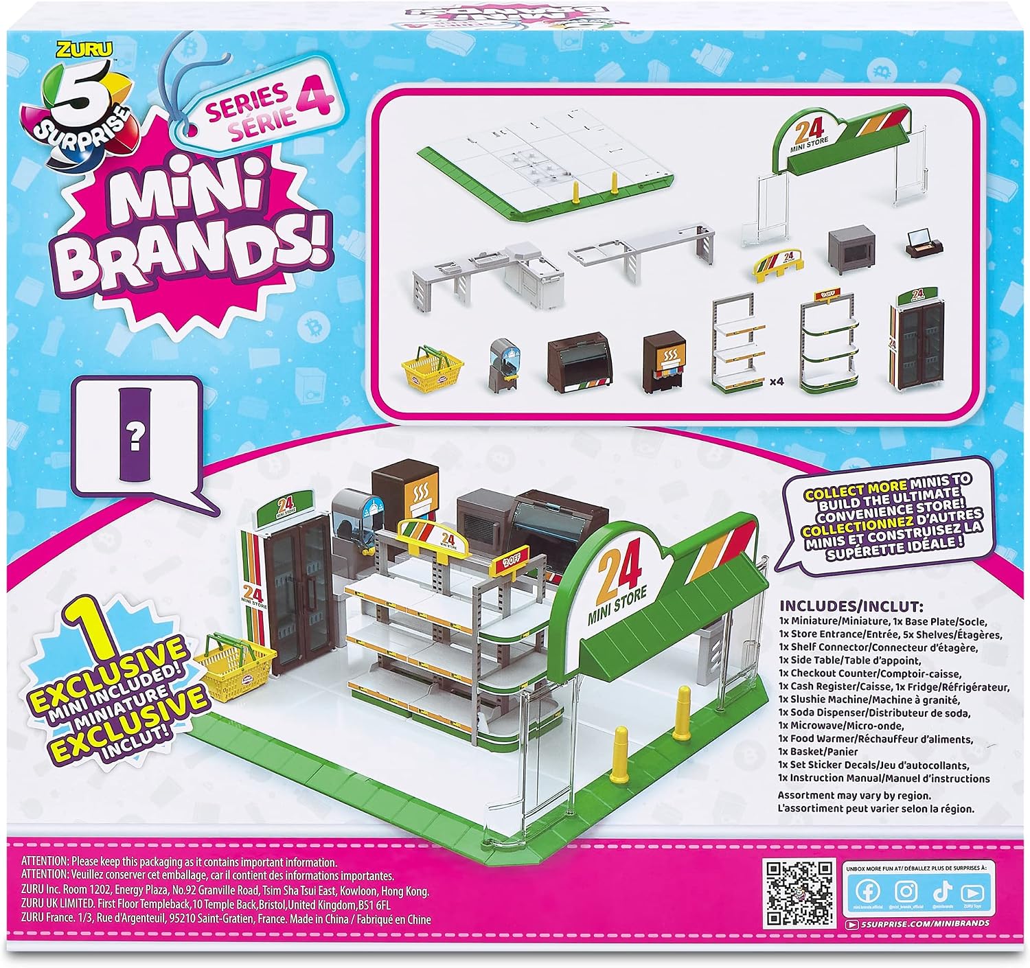 5 Surprise Mini Brands - Mini Convenience Store Playset by ZURU (Series 4) Exclusive and Mystery Collectibles