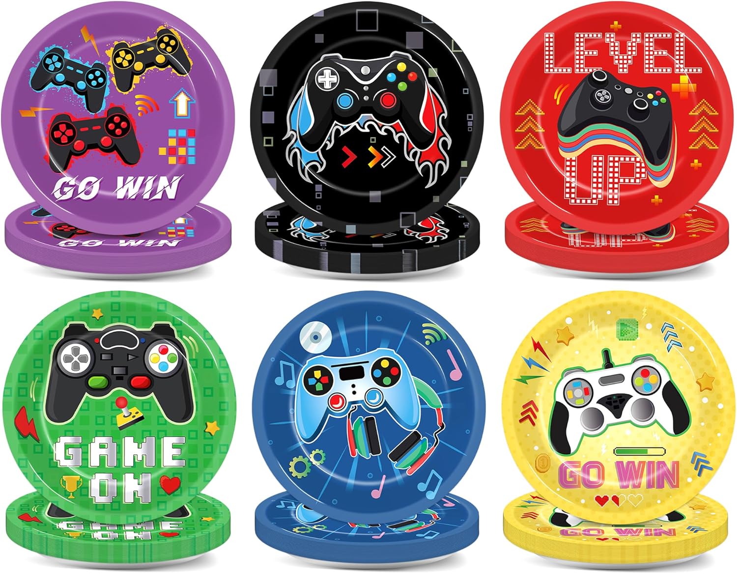 48PCS Video Game Birthday Plates Gaming Party Supplies 7Inch Colorful Gamer Tableware Game on Party Disposable Paper Dessert Plates for Boys Girls Kids Table Decoration Favor 48PCS Video Game Birthday Plates Gaming Party Supplies 7Inch Colorful Gamer Tableware Game on Party Disposable Paper Dessert Plates for Boys Girls Kids Table Decoration Favor