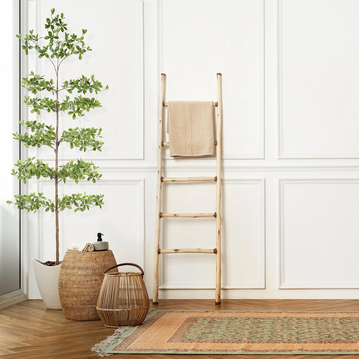 Faux Black Olive Tree 8FT – Tall Artificial Shady Lady Tree with Natural Wood Trunk and Realistic Leaves, Large Fake Tree for Indoor Home and Office Decor - Image 6