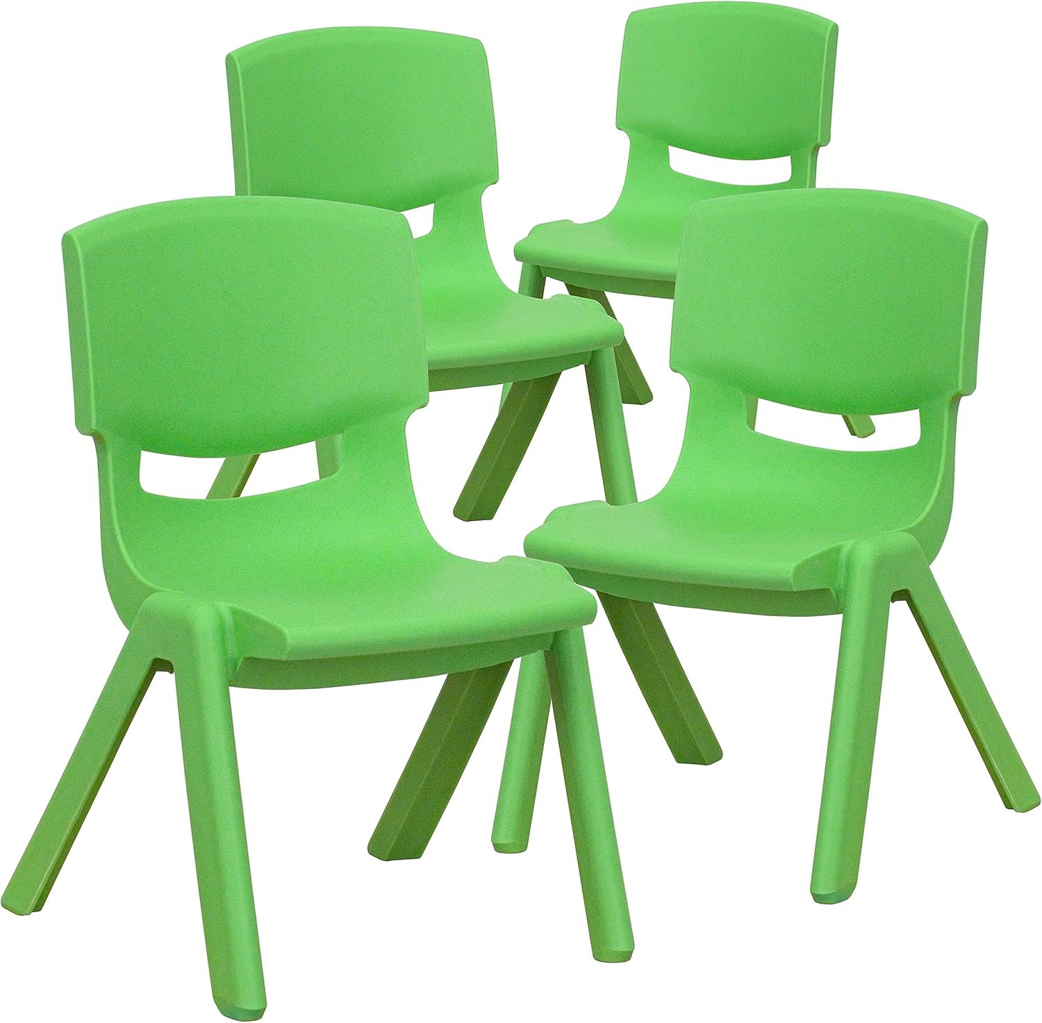 Flash Furniture Whitney 4 Pack Green Plastic Stackable School Chair with 10.5'' Seat Height