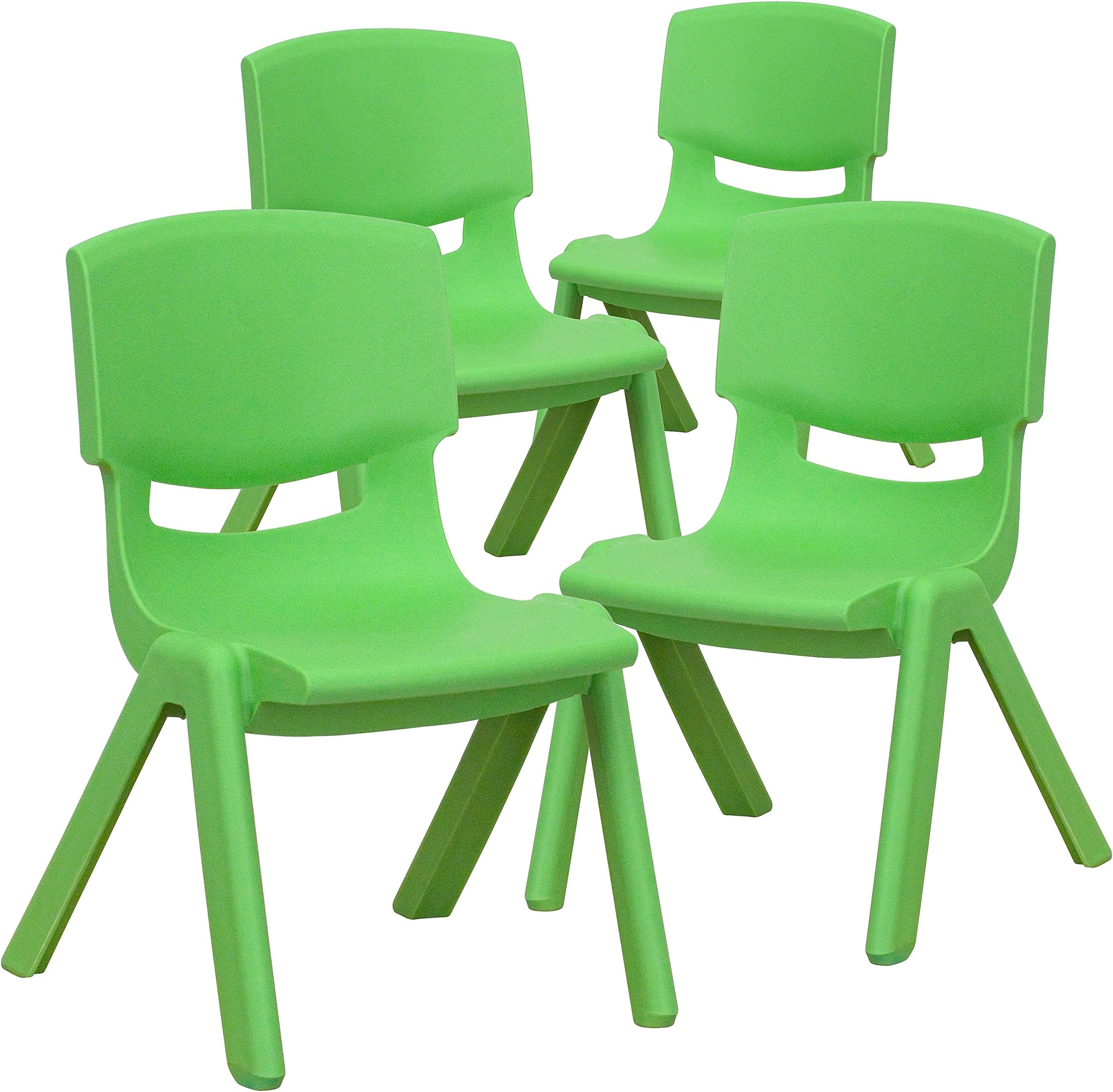 Whitney 4 Pack Green Plastic Stackable School Chair with 10.5'' Seat Height