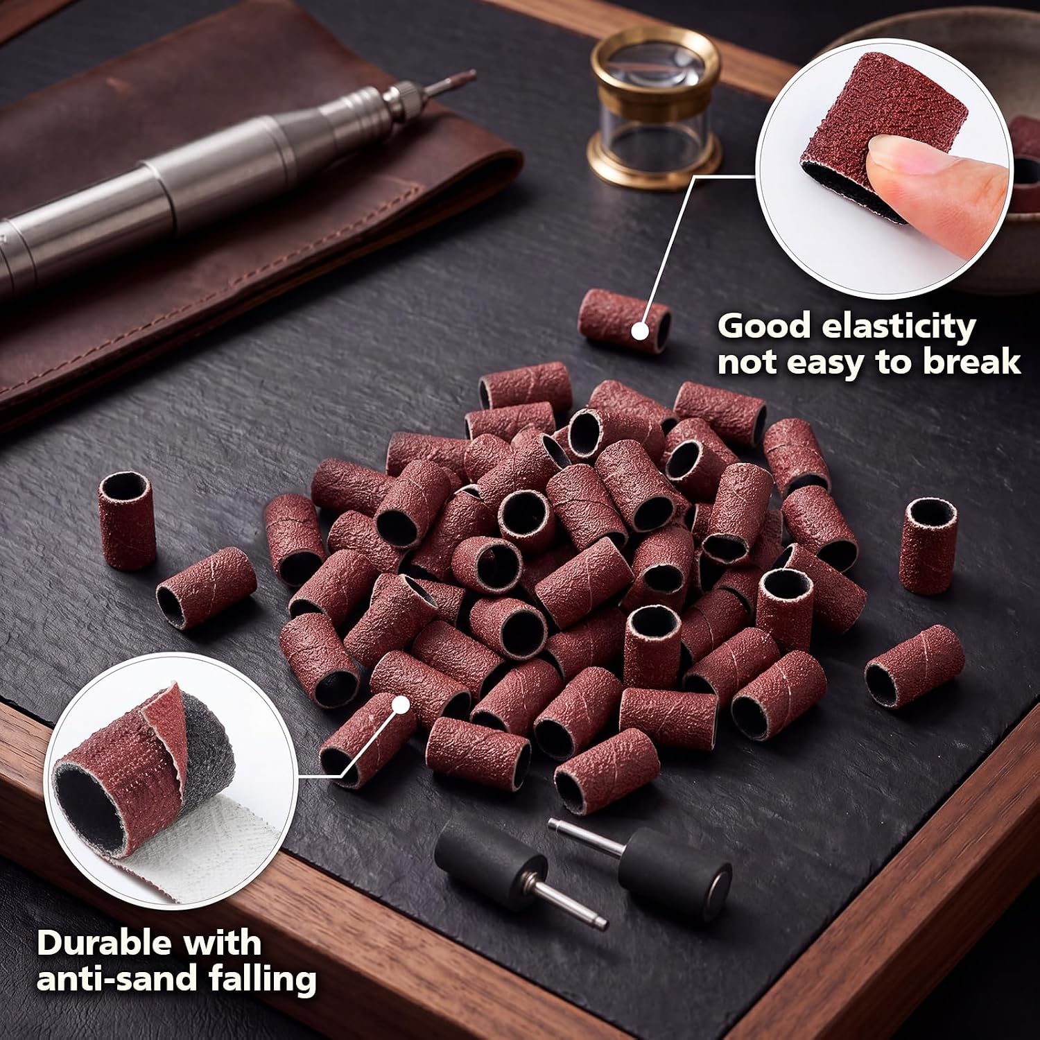200 Pcs 1/4 Inch Sand Drum Grit 60 with 2 Pcs 1/8 Inch Mandrel image 4