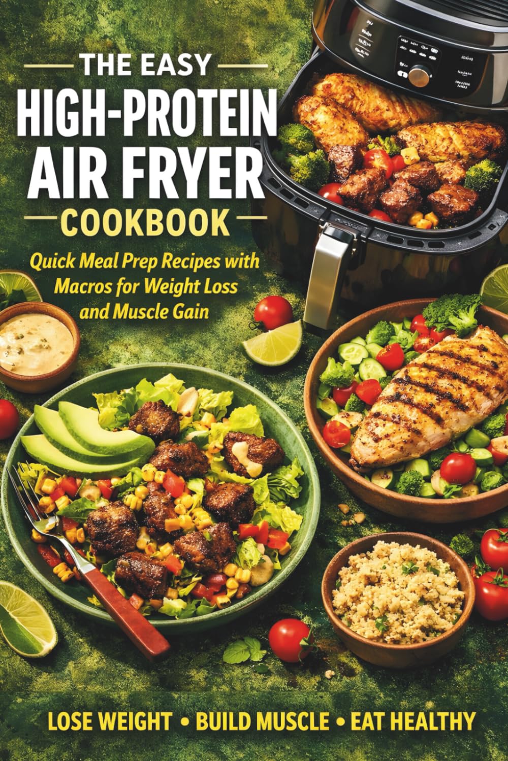 The Easy High Protein Air Fryer Cookbook: Quick Meal Prep Recipes with Macros for Weight Loss and Muscle Gain