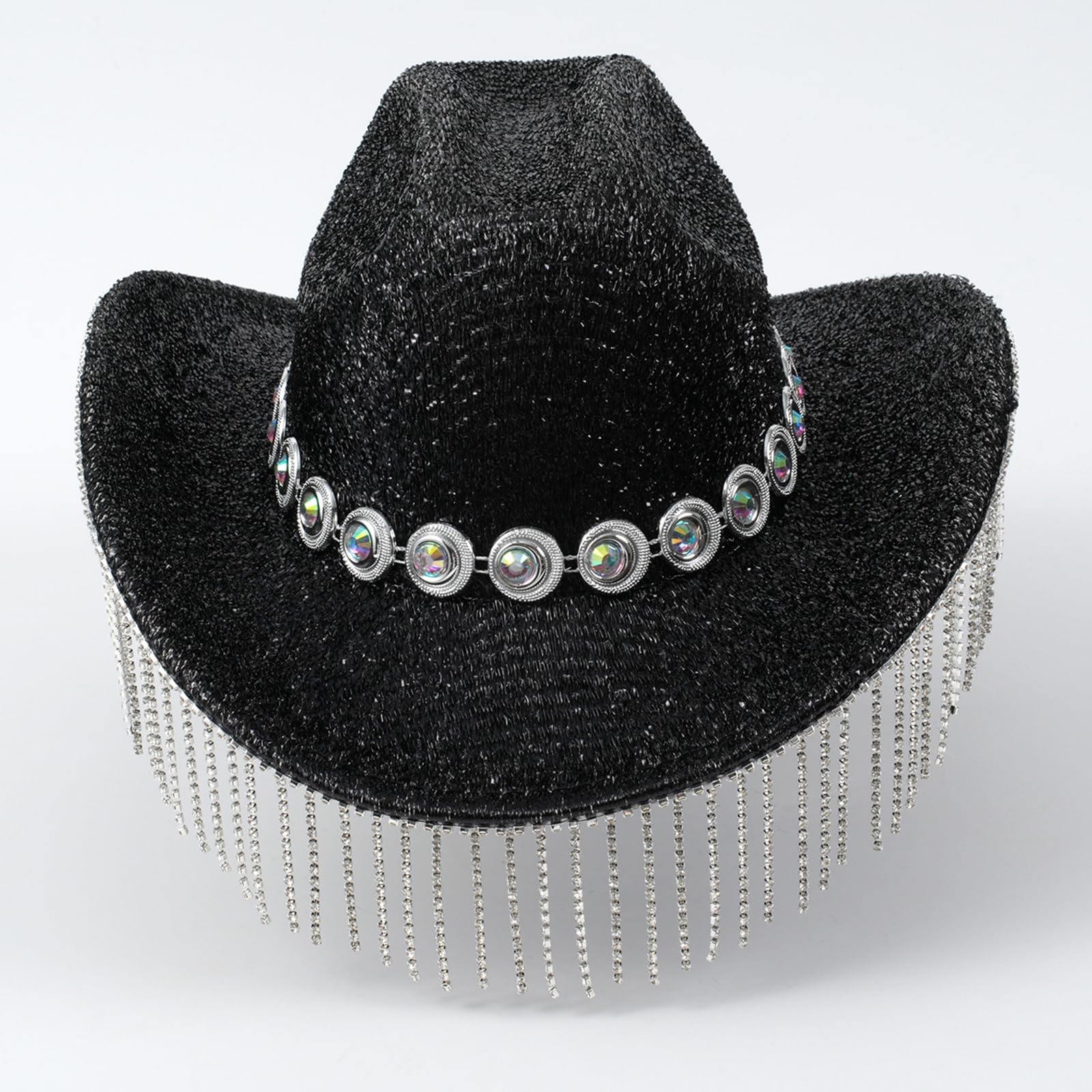 Sombreros brillantes con flecos para bailes, banquetes, fiestas, sombreros de lentejuelas para adultos y adolescentes, plata, Talla única