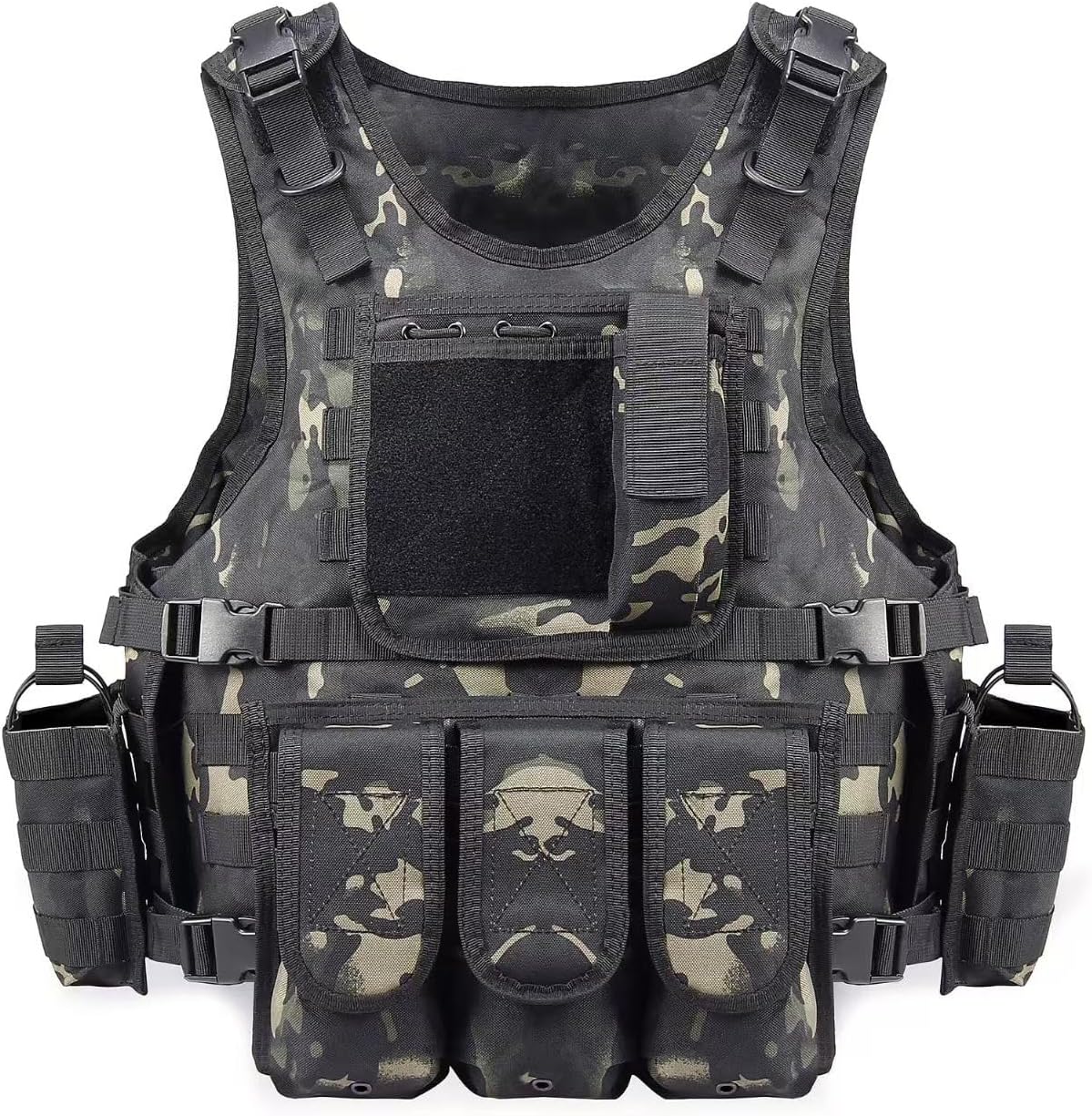 Tactical Vest Adjustable Airsoft Paintball Vest with Pouches for Men(BLCP)