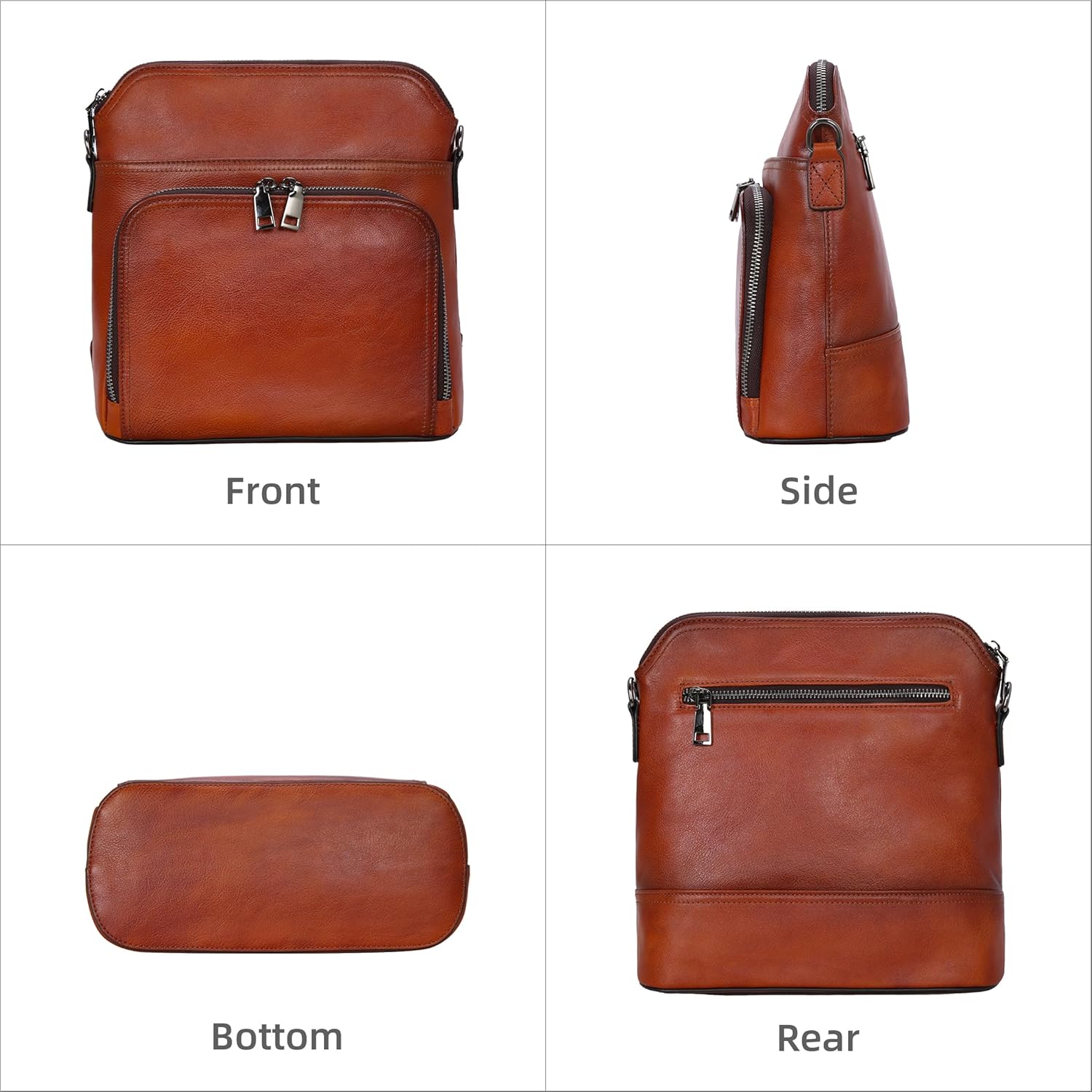 Iswee Leather Crossbody Bags for Women Multi Pockets Medium Shoulder Bag Lightweight Functional Travel Purse - Image 6