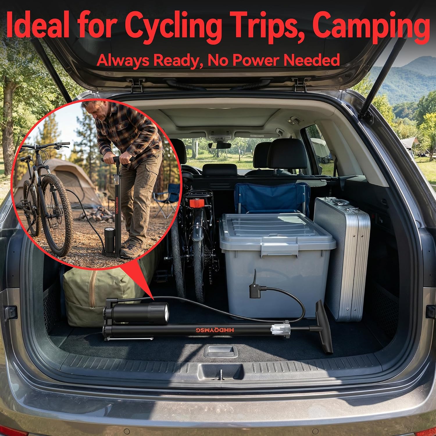 Floor Bike Pump with Gauge, HHDQYMSG 160 PSI High Pressure,Bicycle Pump Suitable for Road and Mountain Bikes, Baby Stroller, Balls