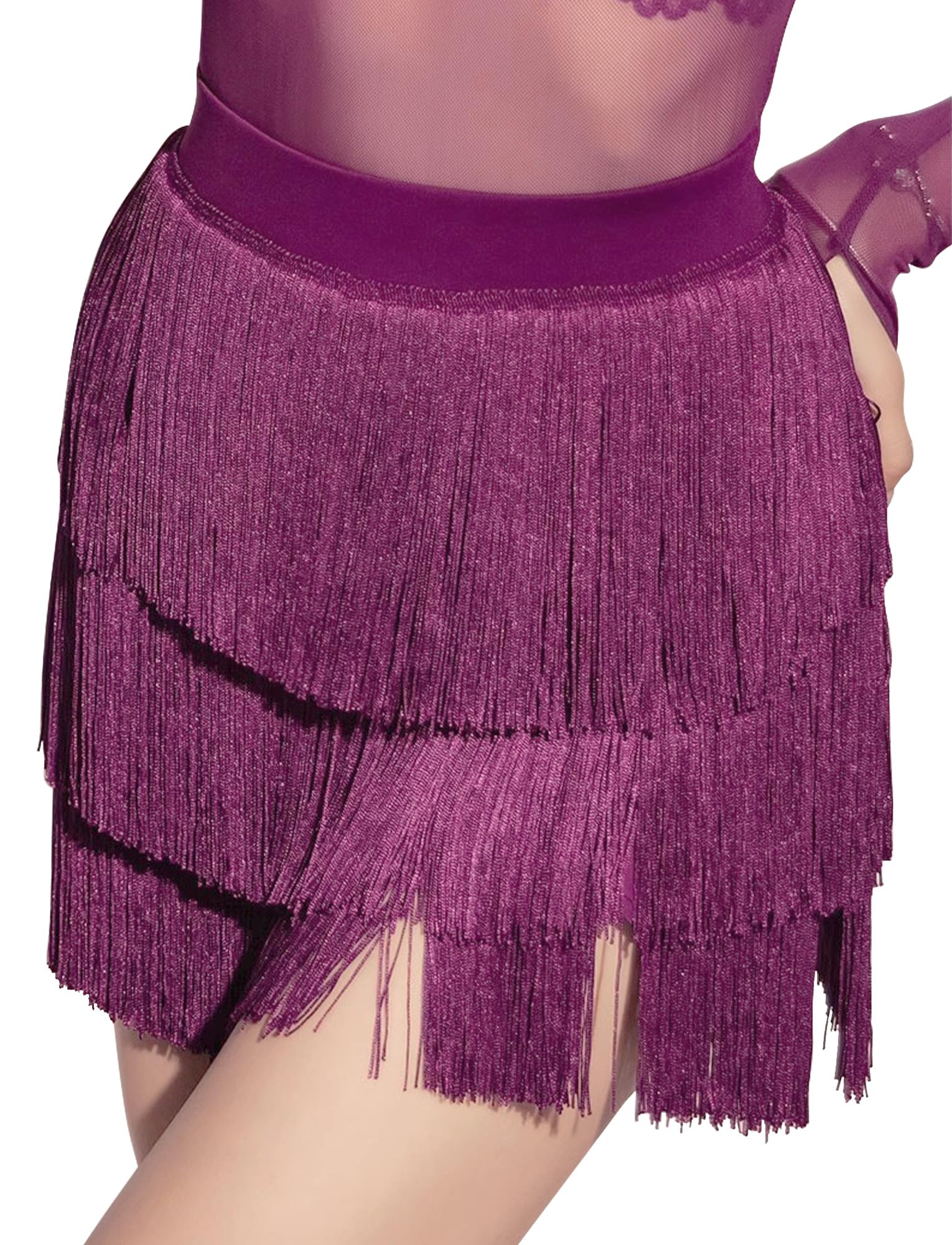 SEAUR Latin rok voor dames, dansrok met franjes, dansrok met shorts, tango, rumba, cha, cha, samba, training, danskleding, roklengte 38-39 cm - EU S-XL = (Azië M-2XL), bruin, XL