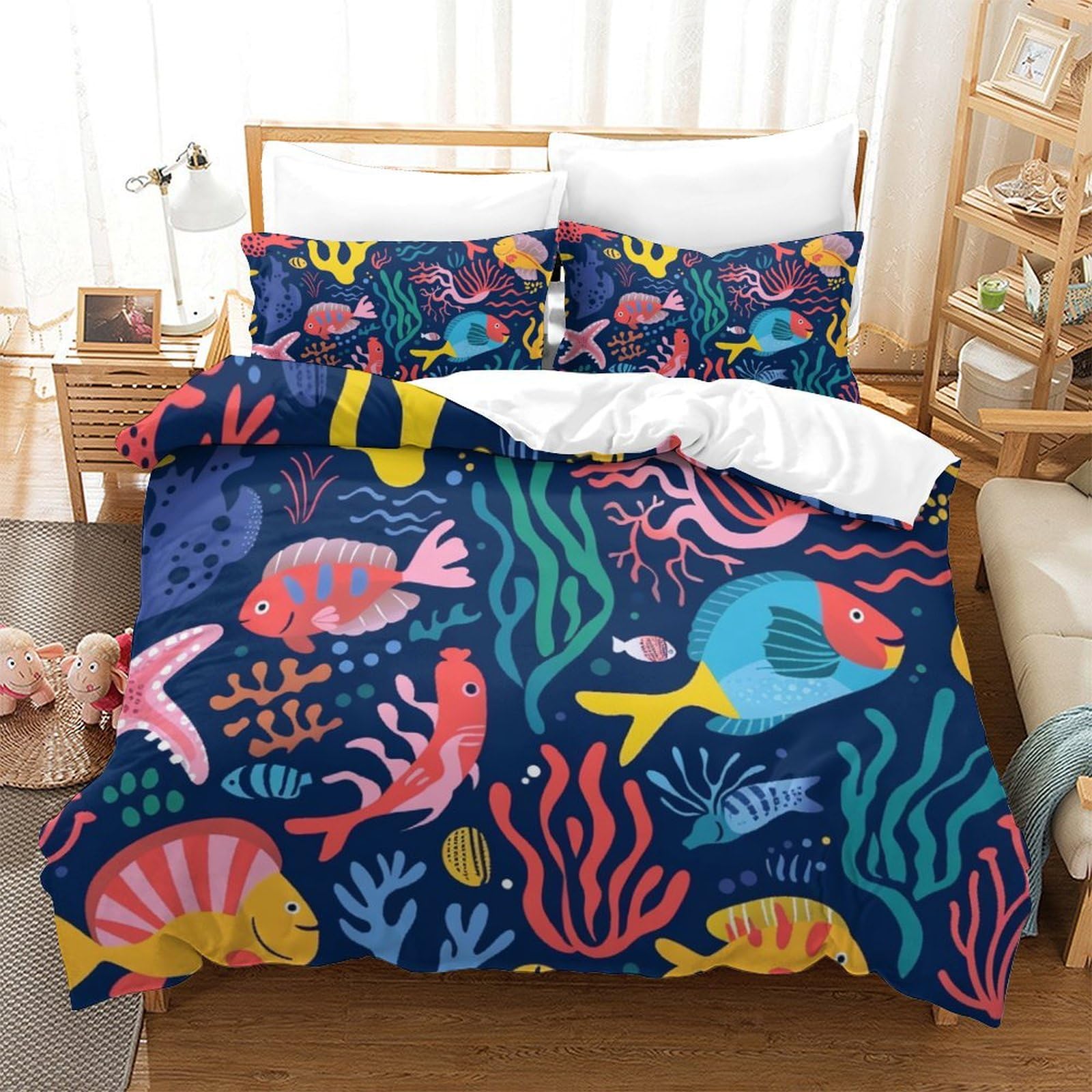 Housse de couette super king avec fermeture éclair pour lit d'enfant facile à laver et border